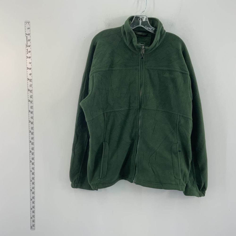 L.L. Bean Men's Green Poly Fleece Jacket Full Zip- Size L